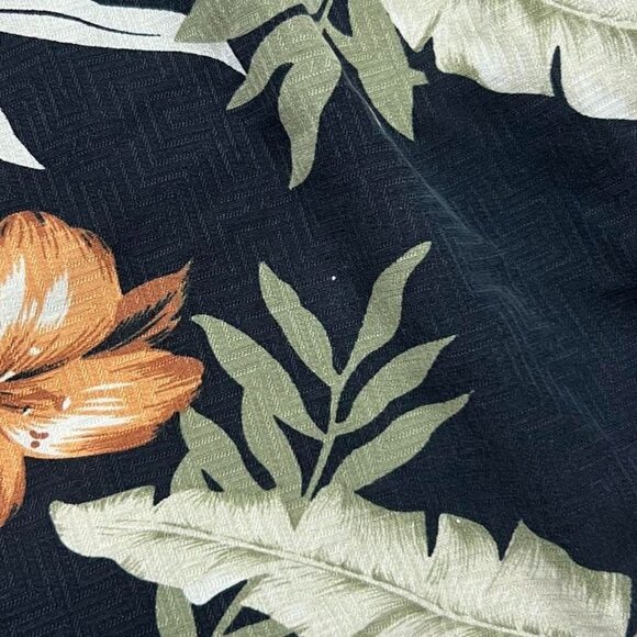 Men’s Vintage Banana Cabana 100% Silk Black Hawaiian Button Up Dress Shirt Size - Picture 5 of 6